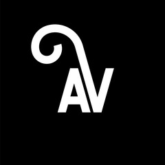 AV letter logo design on black background. AV creative initials letter logo concept. av letter design. AV white letter design on black background. A V, a v logo
