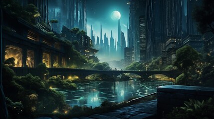 Bioluminescent Cityscape