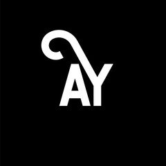 AY letter logo design on black background. AY creative initials letter logo concept. ay letter design. AY white letter design on black background. A Y, a y logo