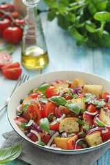 Panzanella salad, traditional dish of Italian cuisine	