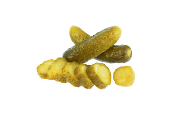 Pickled cucumber isolated on transparent background.