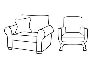 Modern furniture armchair home, Continuous line drawing executive office chair concept, sofa chair vector illustration