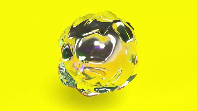 Abstract glass sphere on yellow back able to loop 