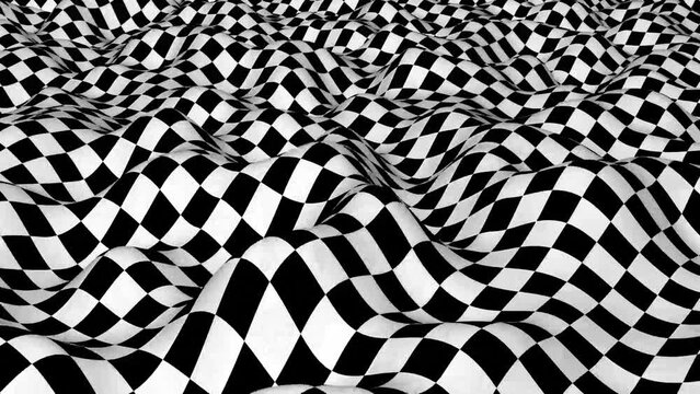 Black and white chess board curve intro 