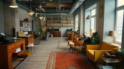 Vintage Vibe: Retro Office for Productive Remote Work & Collaborative Teamwork