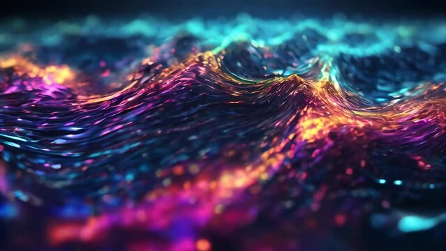 multicolored holographic waves.