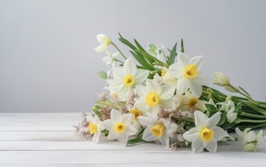 bouquet for March 8, on a light background, with space for text