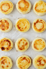Cheese pancakes top veiw. style hugge