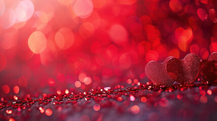 Sparkling Hearts on Valentine's Day Background.