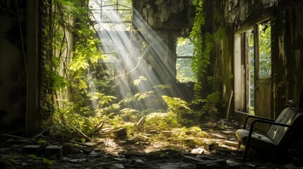 Images of abandoned buildings and structures with a focus on decay and nature reclaiming