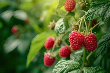 Raspberry harvest in the garden.