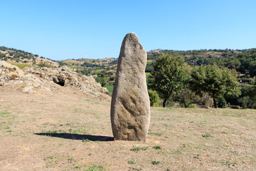 Menhir located in Mamoiada, Sardinia, Italy - 725800074