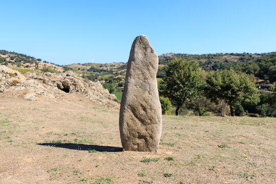 Menhir located in Mamoiada, Sardinia, Italy