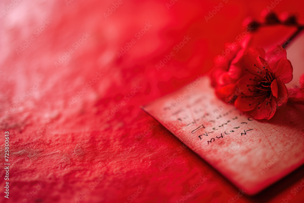 Poster card with a red color and a text and a professional overlay on the greeting