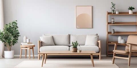 Scandinavian furniture in a modern living room.
