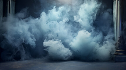  Blue Haze and Smoke in a Theatrical Ambiance Room