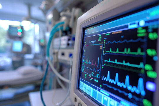 close-up of a heart monitor with a readout