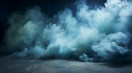 Obraz premium Blue Haze and Smoke in a Theatrical Ambiance Room