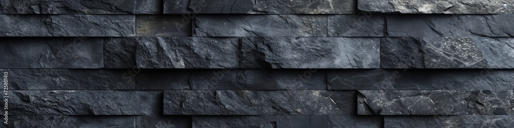 Poster dark slate stone wall in 3d, with layered textures and a matte finish, creating a contemporary and m