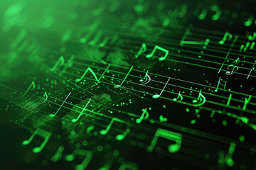 music with a green color and a note and a professional overlay on the melody