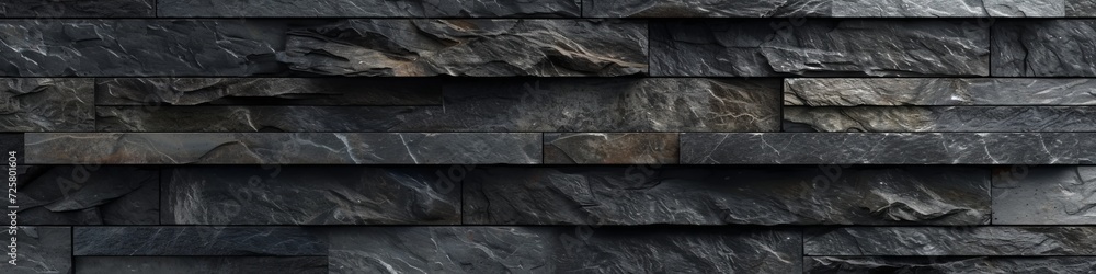 Poster dark slate stone wall in 3d, with layered textures and a matte finish, creating a contemporary and m