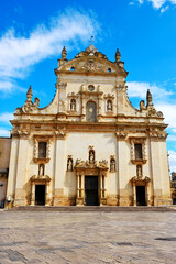 Fototapeta na wymiar Mother Church of Saints Peter and Paul in Baroque style Galatina Italy