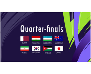 Quarter Finals Emblems Flags Asian Nations 2023 Teams Countries Asian Football Symbol Logo Design Vector Illustration