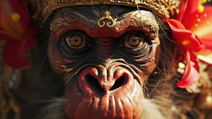 A close up shot of a monkey wearing a crown. Perfect for animal lovers and those interested in wildlife photography