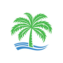 Fototapeta na wymiar palm tree logo element, palm tree logo template, palm tree logo vector illustration