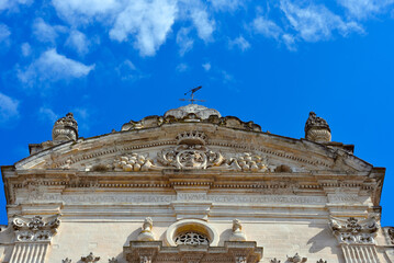 Fototapeta premium Baroque details of the Mother Church of Saints Peter and Paul Galatina Lecce Italy
