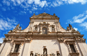 Fototapeta na wymiar Baroque details of the Mother Church of Saints Peter and Paul Galatina Lecce Italy