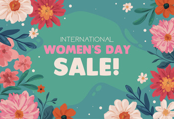 vector international women's day sale horizontal banner spring sale - obrazy, fototapety, plakaty