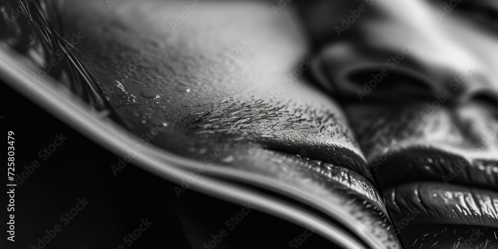 Poster a black and white photo capturing the face of a man. suitable for various uses