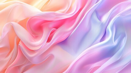 Fashionable aesthetic pastel background with silky soft textile fabric. Elegant wavy cloth texture