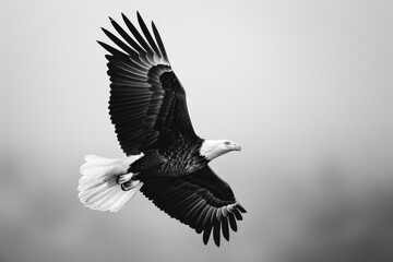 Fototapeta premium An eagle flying through the air with its wings spread. Ideal for nature and wildlife-themed projects