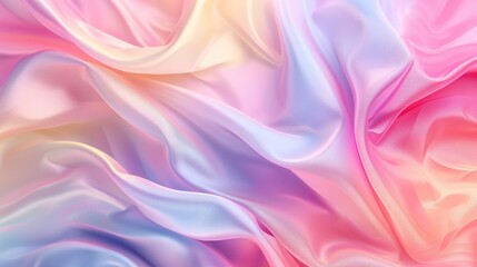 Fototapeta premium Fashionable aesthetic pastel background with silky soft textile fabric. Elegant wavy cloth texture