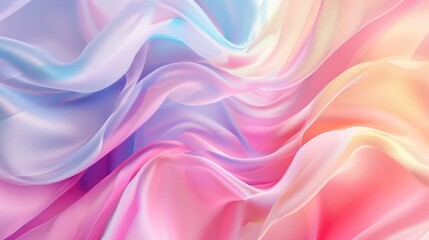 Obraz premium Fashionable aesthetic pastel background with silky soft textile fabric. Elegant wavy cloth texture