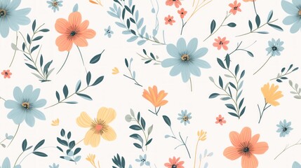 seamless pattern flower, hand drawn, color pastel. Generative Ai