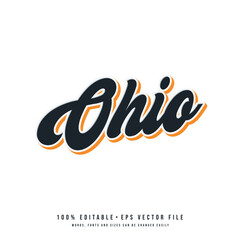 Ohio text effect vector. Editable 3d college t-shirt design printable text effect vector - obrazy, fototapety, plakaty