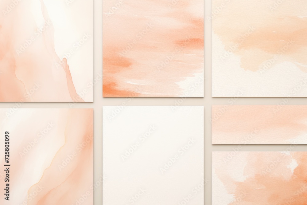 Poster A series of paintings featuring vibrant orange and white colors. Perfect for adding a pop of color to any space