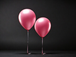 Two pink  balloon on black background ai image 

 