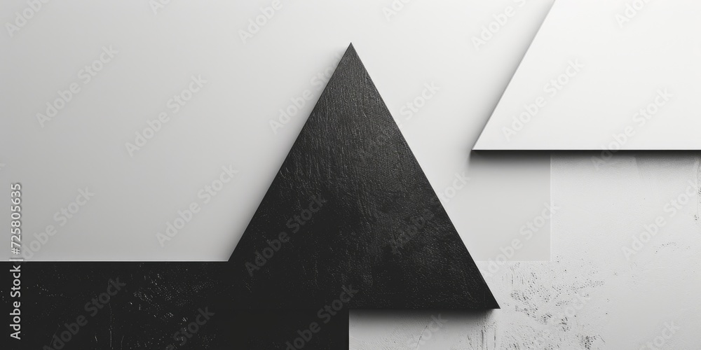 Poster A black and white photo featuring a triangle and a square. Suitable for graphic design projects or geometric art concepts