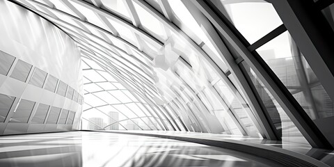 Abstract black and white background showing modern architecture interior.