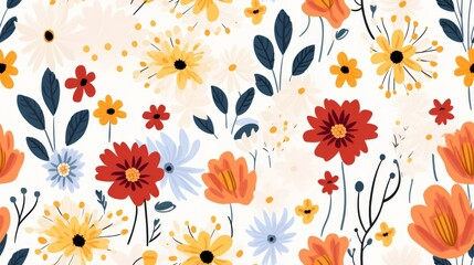 seamless pattern flower, hand drawn, color pastel. Generative Ai