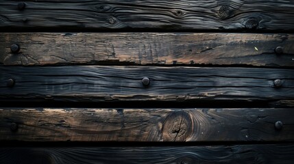 Rustic Blackened Wood Planks with Vintage Metal Accents