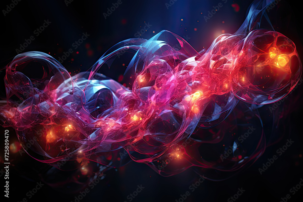 Poster evolving embrace: captivating and dynamic interaction between a red and blue object