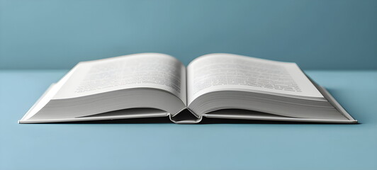 Spread of a book on a blue background. Mockup