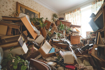 Naklejka premium A hoarder house filled to the top with hoarded stuff