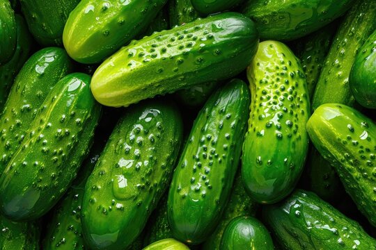 Green pickle texture pattern with pickled cucumber as background