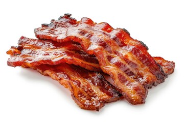 Grilled pork bacon white background
